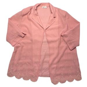 Carina Fashion vintage women’s size 3XL all pink long sleeve floral open blouse